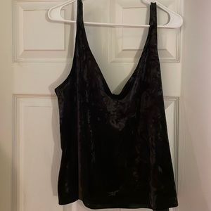 Black crush velvet tank top